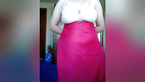 Indian girl is showing off her big tits on the camera