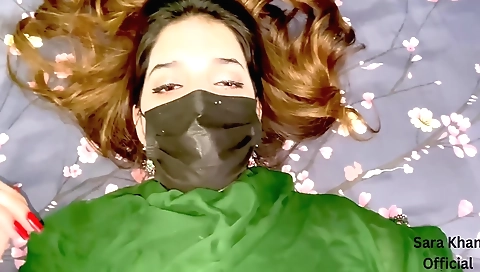 Indian neighbor fucks on her back to make a porn vid