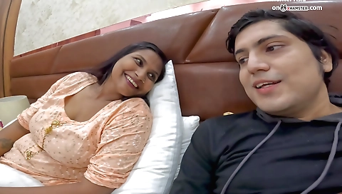 Hot brunette with a sexy face and big natural tits having fun