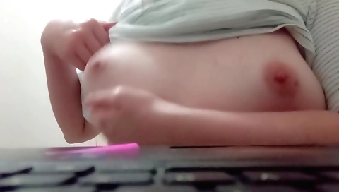 I Show My Tits To My Trainer On Video Call + Pissing