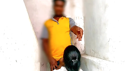 Indian brunette babe and her husband having sex in their village