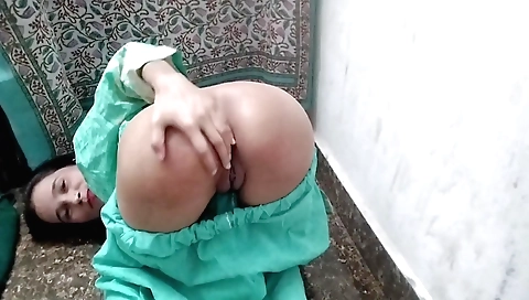 Indian beauty in sexy lingerie enjoys the hot day in bedroom