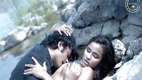 Amatious indian milf in sexy swimsuit and shorts naked in the sun