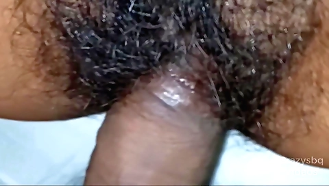 Indian woman with a hairy pussy loves cock like a fan