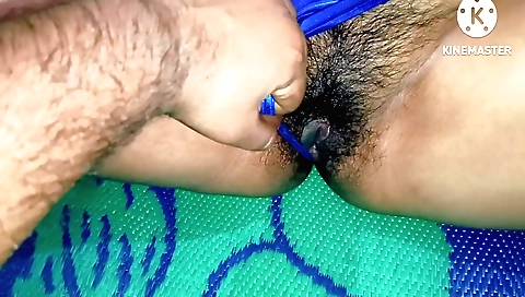 Hairy indian girl 18+ giving her stepson a blowjob and sucking