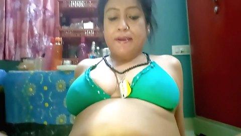 Indian chick fucked with a dildo and gets a big load in her pussy