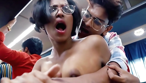 Sexy brunette man and his partner riding the bus together