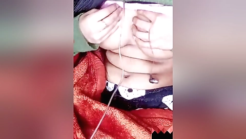 Indian girl plays with her pussy and clit in the living room