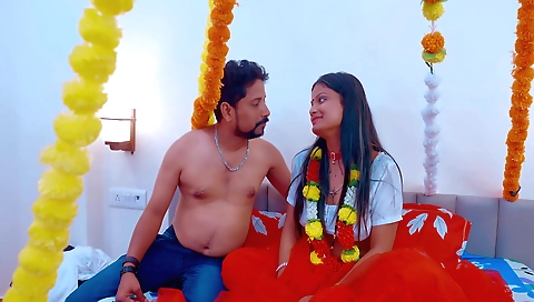 Brunette gets fucked by two men at once and gets creampie