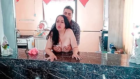 Busty indian amateur milf sucks and fucks her stepson