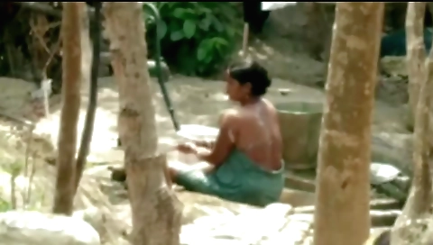 Hot indian babe in white dress bathed in the bathroom