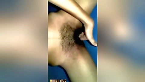 Amateur indian brunette hairy girl bath in the shower