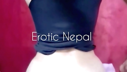 Horny indian chick with fishnet stockings is playing with her body