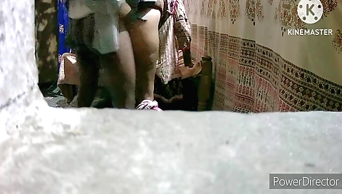 Amateur brunette with a small ass in a room with a guy