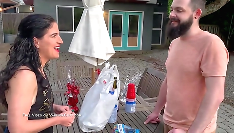 Brunette indian babe takes shower and starts talking dirty