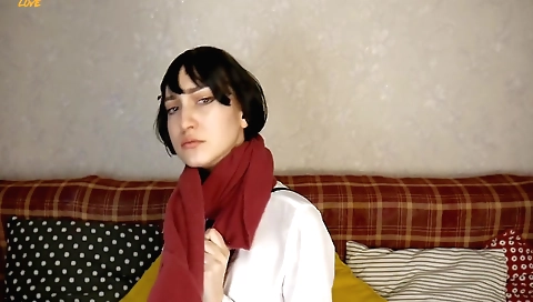 Brunette with small tits and small boobs is getting fucked