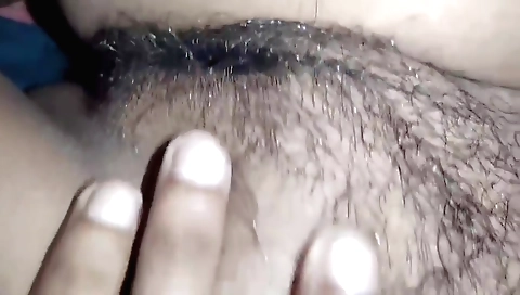 Busty amateur brunette hirsute teen fucks hairy pussy in pov