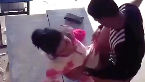 Indian brunette fucks at the bench with her boyfriend