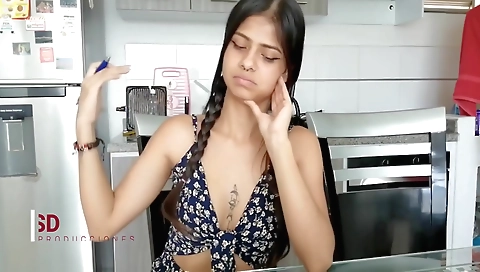 Indian brunette teacher masturbates after her boyfriend