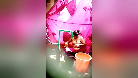 Brunette bhabhi plays hair in her favorite white room