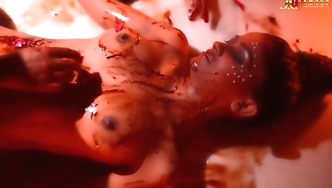 Cute brunette with natural curves is getting fucked in her mouth