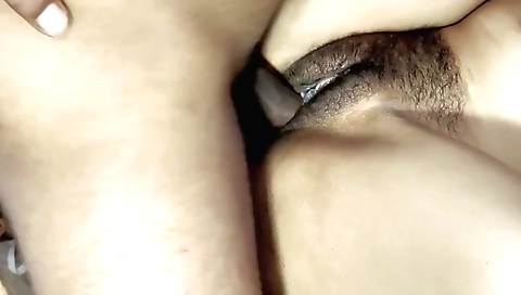 Hairy indian girl in sexy lingerie is making a porn video