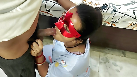 Indian teen gets deepthroated and creampie in a porn clip