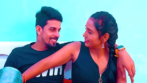 Busty indian teen with sexy long legs and sexy tits is getting hard